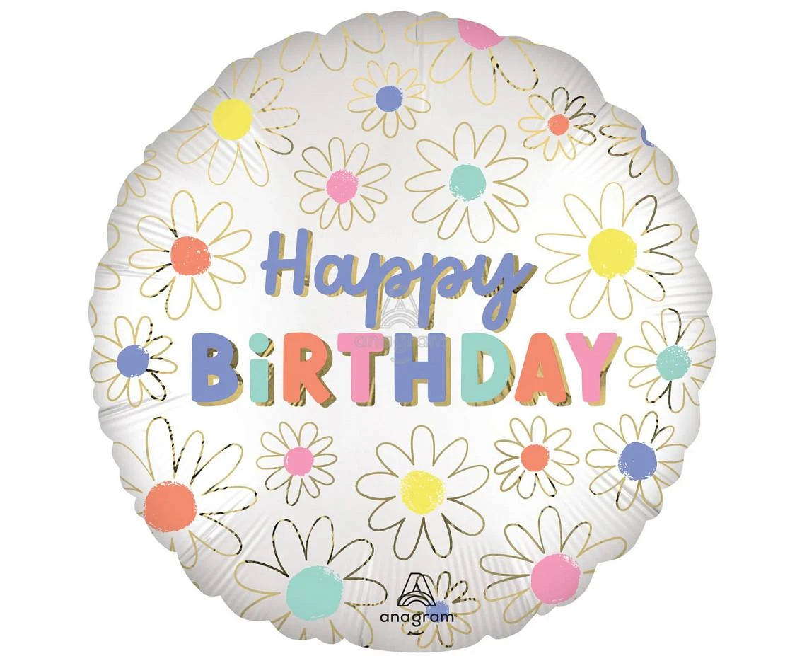 Balon foliowy 18" CIR - STN Daisies Happy Birthday KK