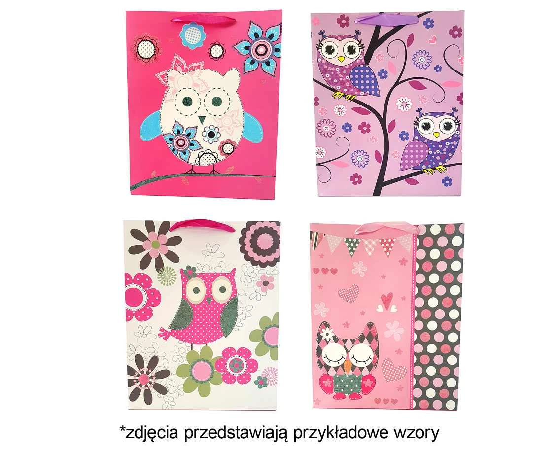 Torebka prezentowa sowy 1143A 31x42x12cm p12, mix, 1 szt.