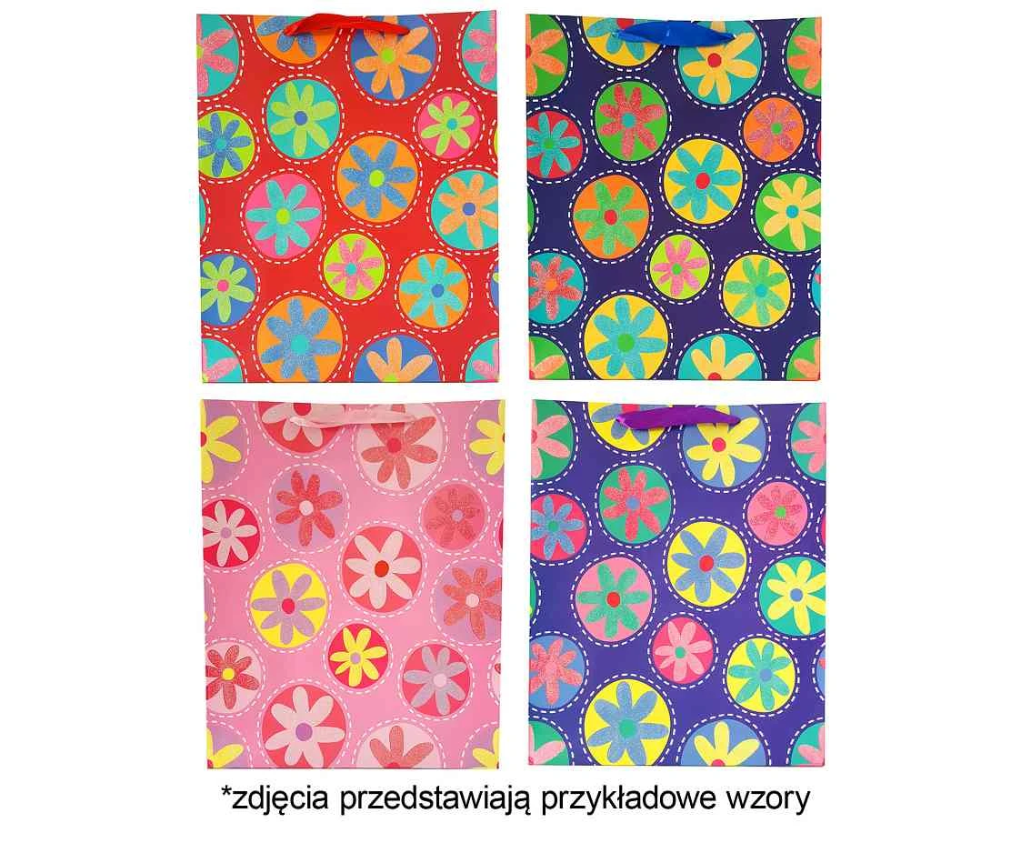 Torebka prezentowa kwiatki 1501B  26x32x12cm p12 mix, 1 szt. kk.