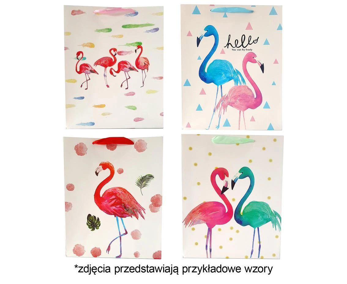 Torebka prezentowa flamingi 8031A 31x42x12cm p12, mix, 1 szt.