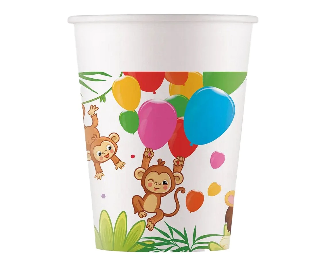 Kubeczki papierowe Jungle Balloons FSC, 200 ml, 8 szt.