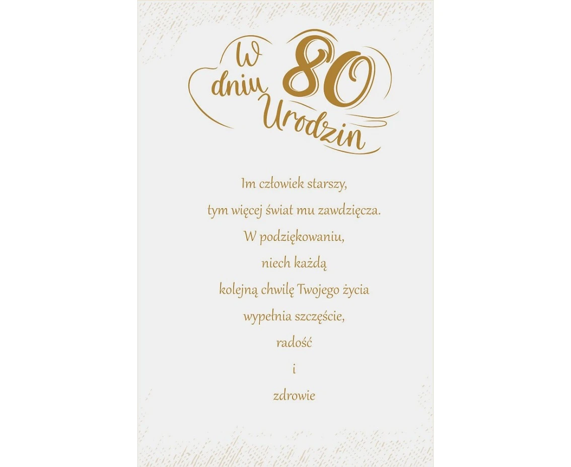 Kartka Urodzinowa 80 Urodziny, Ciasto, 13x20,5 cm