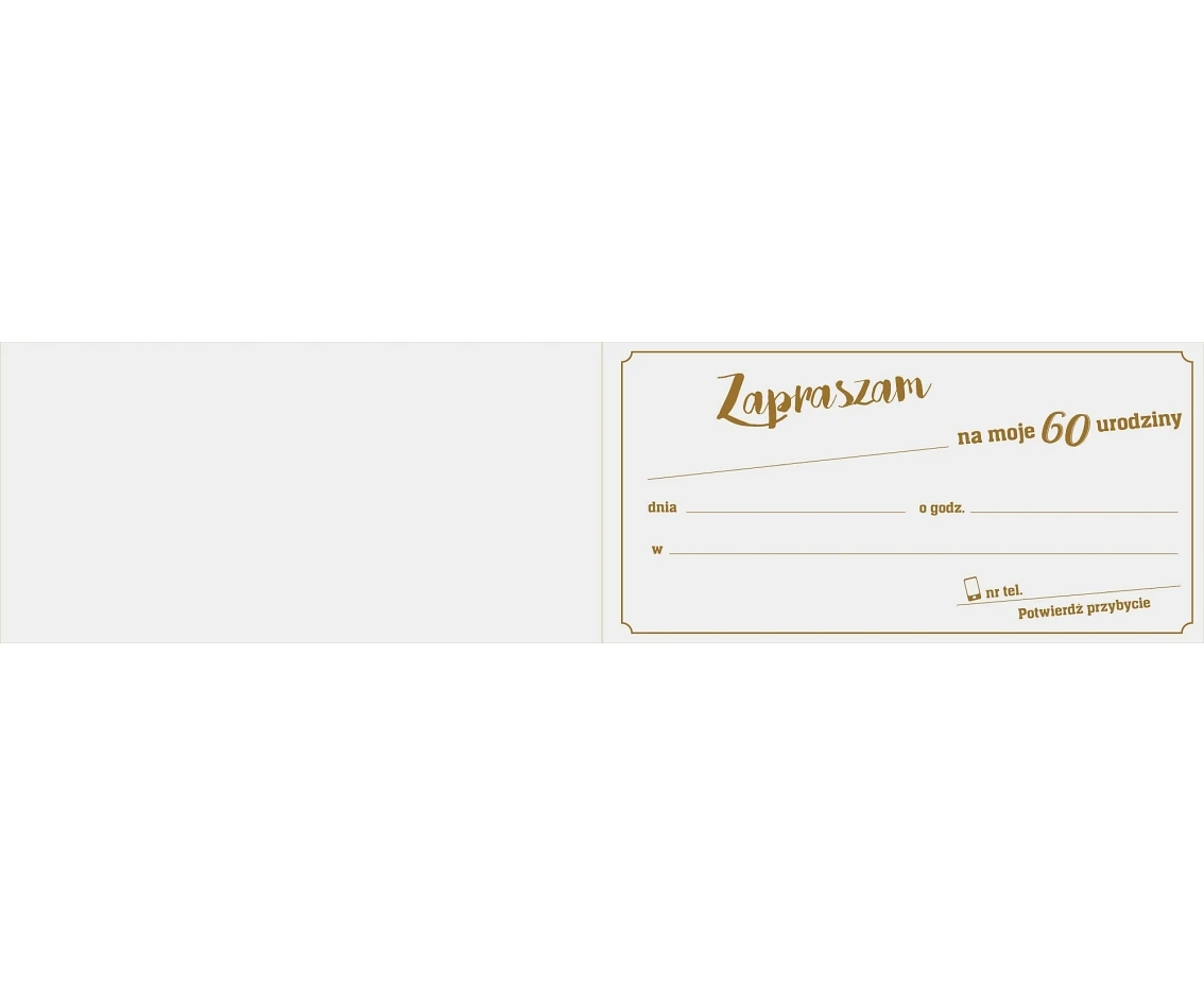 Zaproszenie na 60 Urodziny, Para, 17x8,5 cm, 10 szt.