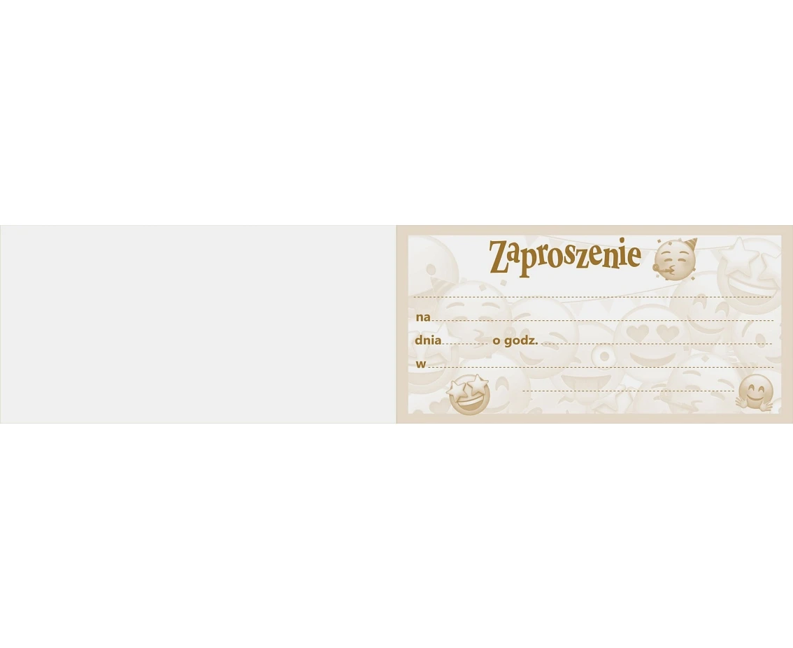 Zaproszenie dziecięce, żółte buźki, 17x8,5 cm, 10 szt.