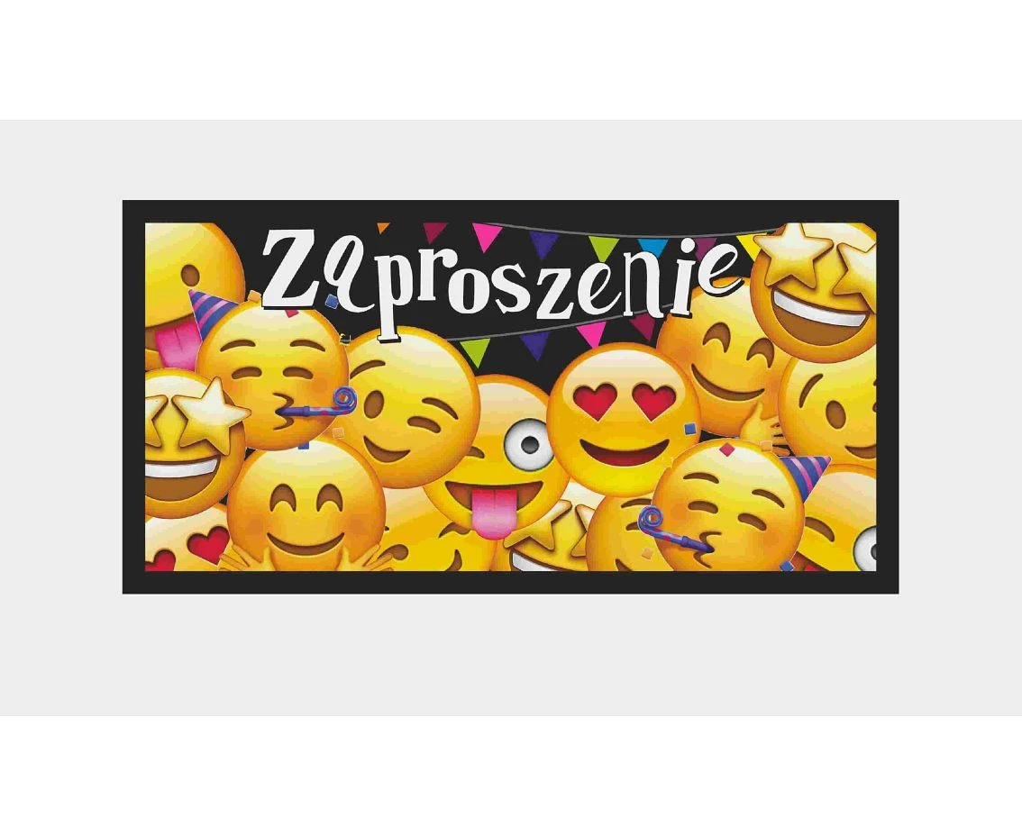 Zaproszenie dziecięce, żółte buźki, 17x8,5 cm, 10 szt.