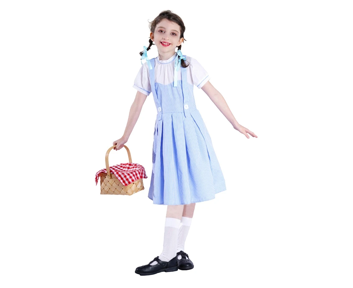 Zestaw dla dzieci Niebieska dziewczynka (sukienka, wstążki do włosów 2 szt.), rozm. 110/120 cm