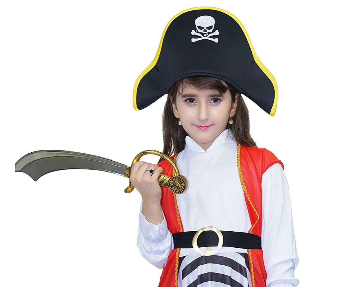 Zestaw dla dzieci Piratka (kapelusz, koszula, pasek, spódnica), rozm. 130/140 cm