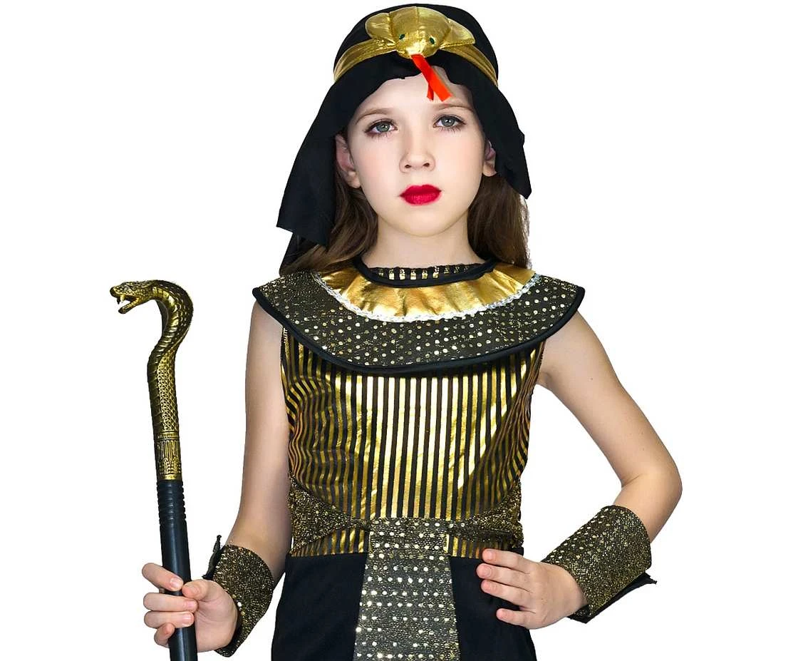 Zestaw dla dzieci Egipska Królowa (opaska na głowę, opaski na ramiona, tunika), rozm. 130/140 cm
