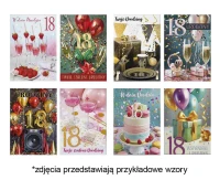 Laurka z brokatem B6B 117x167 Urodziny 18-stka zest. 761 Foto - Balony, Chłopak, Dziewczyna
