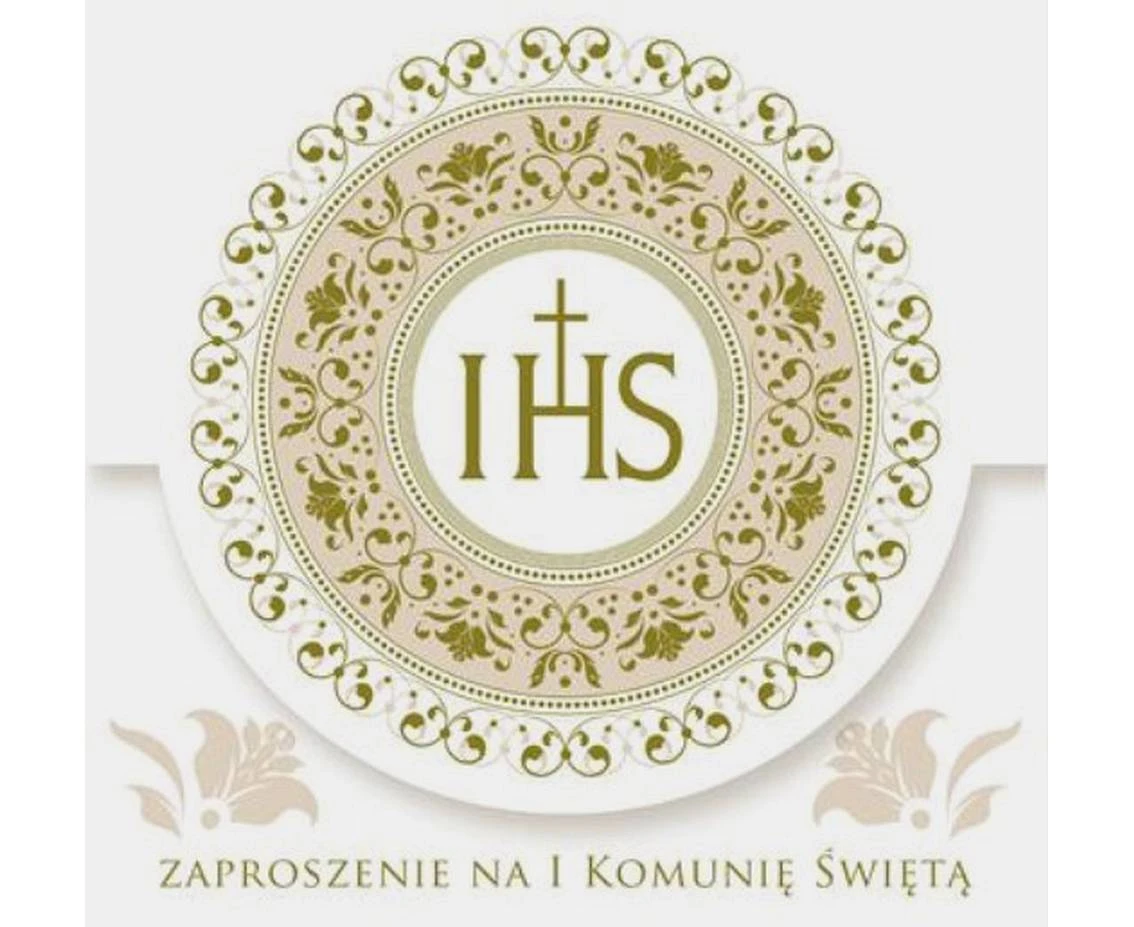 Zaproszenie kwadrat ZKW 120x120 Komunia nr 39814 Dziecięce - Chłopiec, Dziewczynka, Religia, Złote, 10szt.