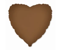 Balon foliowy 18" FX - Serce (matowe Choco Brown), niepakowany