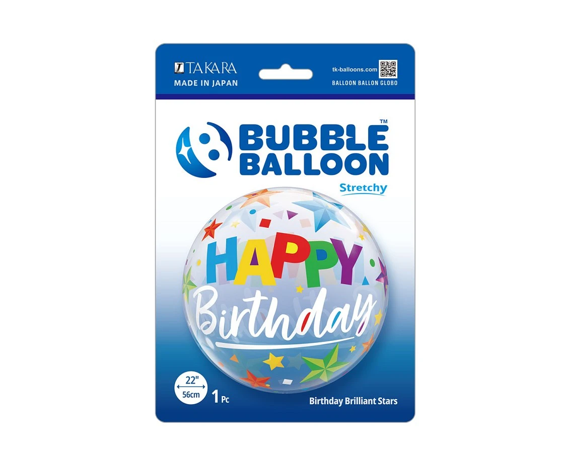Balon Takara BUBBLE BALLOON Birthday Brilliant Stars, 22"