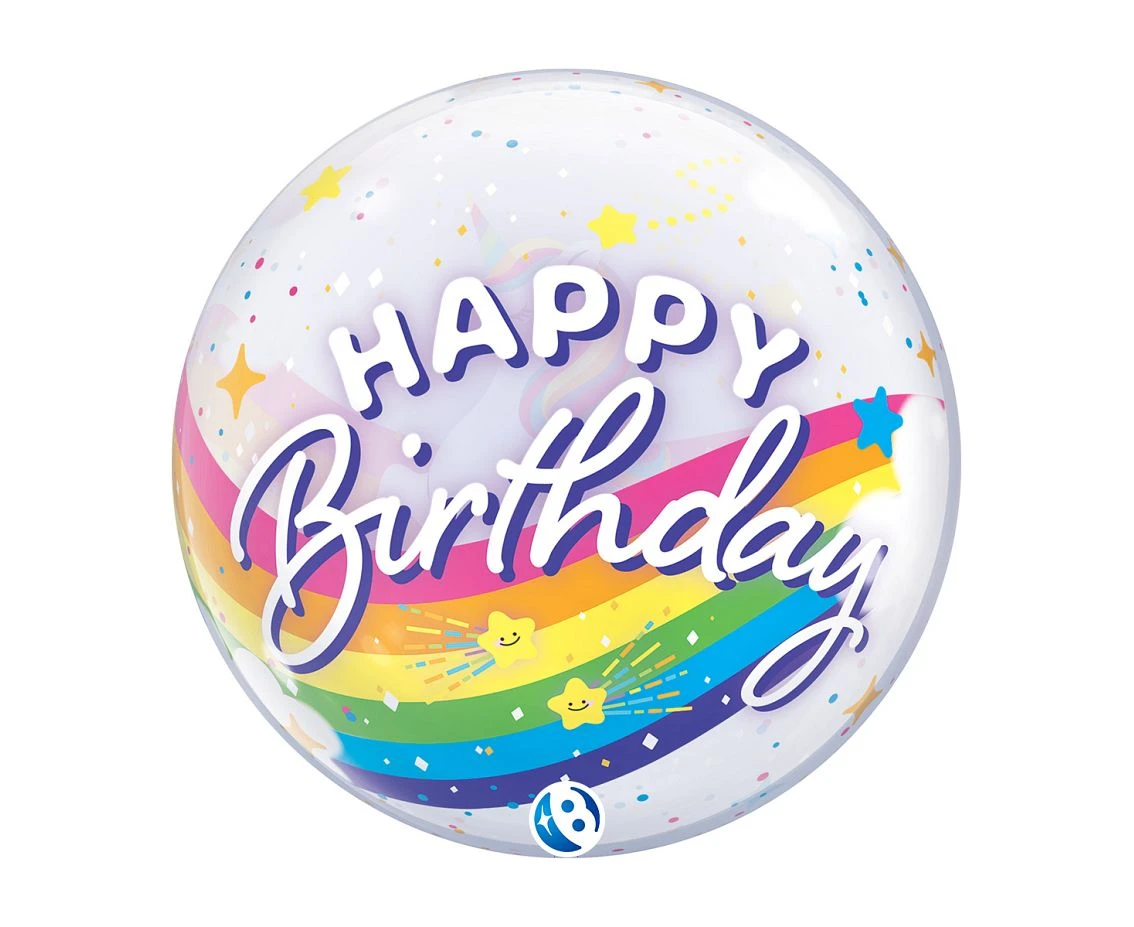 Balon Takara BUBBLE BALLOON Birthday Rainbow Unicorn, 22"