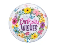 Balon Takara BUBBLE BALLOON Birthday Wishes Floral, 22"