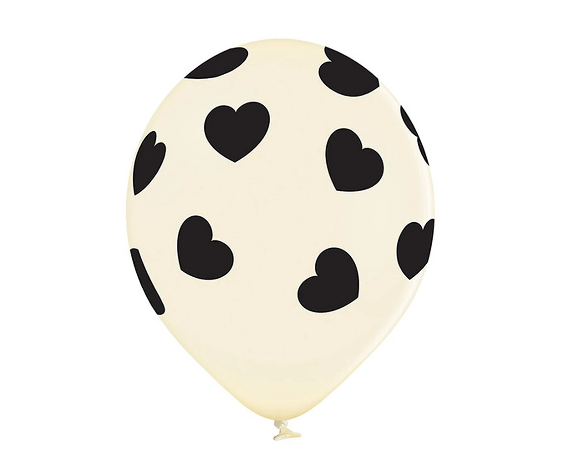 Balony Belbal 12", D11, hearts vanilla, 6szt.
