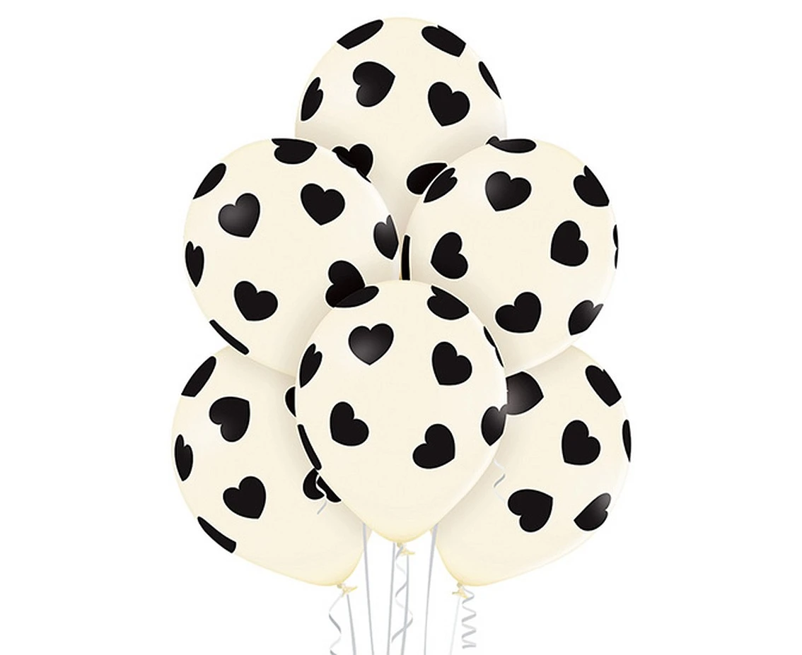 Balony Belbal 12", D11, hearts vanilla, 6szt.