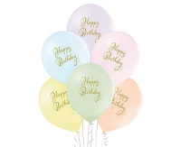 Balony Belbal 12", D11, happy birthday, 6szt.