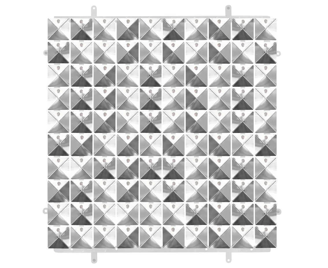 Panel dekoracyjny srebrny 3D, przezroczyste tło, 30x30 cm/ 100 kwadratów