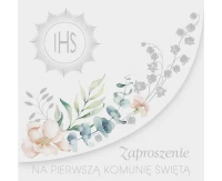 Zaproszenie kwadrat ZKW 120x120 Komunia zest. 62161 Dziecięce - Chłopiec, Dziewczynka, Srebrne, 10 szt.
