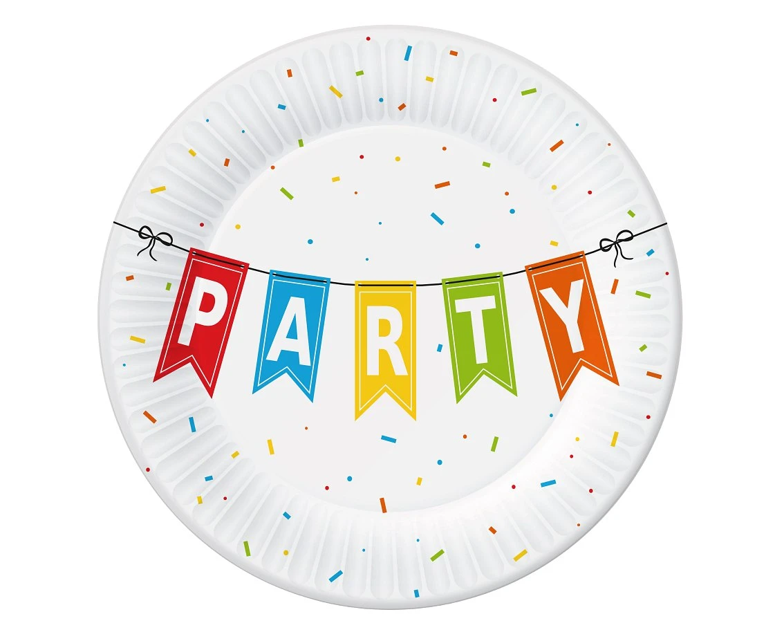 Talerzyki pap. Kolorowe Party, 18 cm, 6 szt. BB