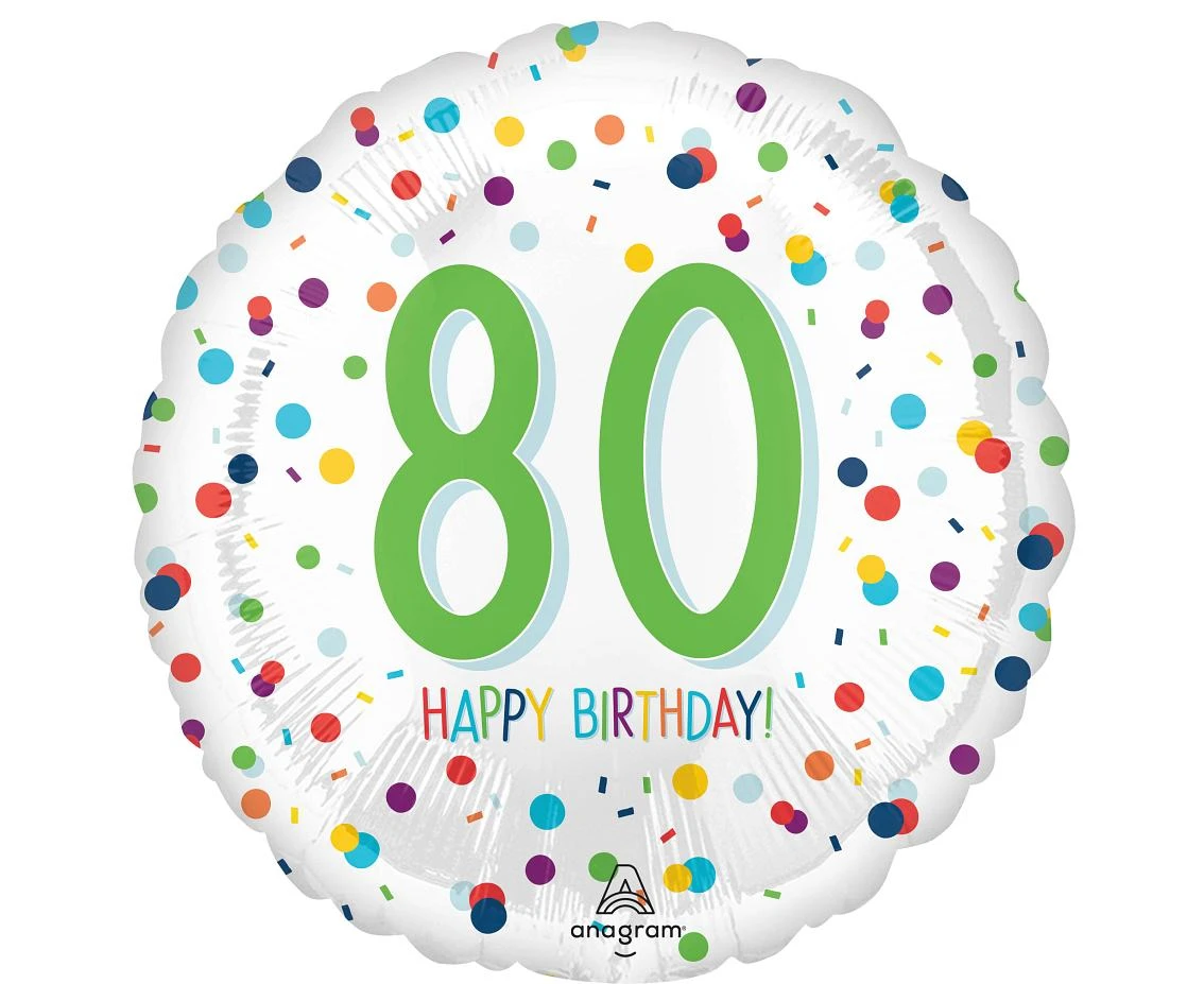 Balon foliowy 18" SHP -  Confetti bday 80 KK