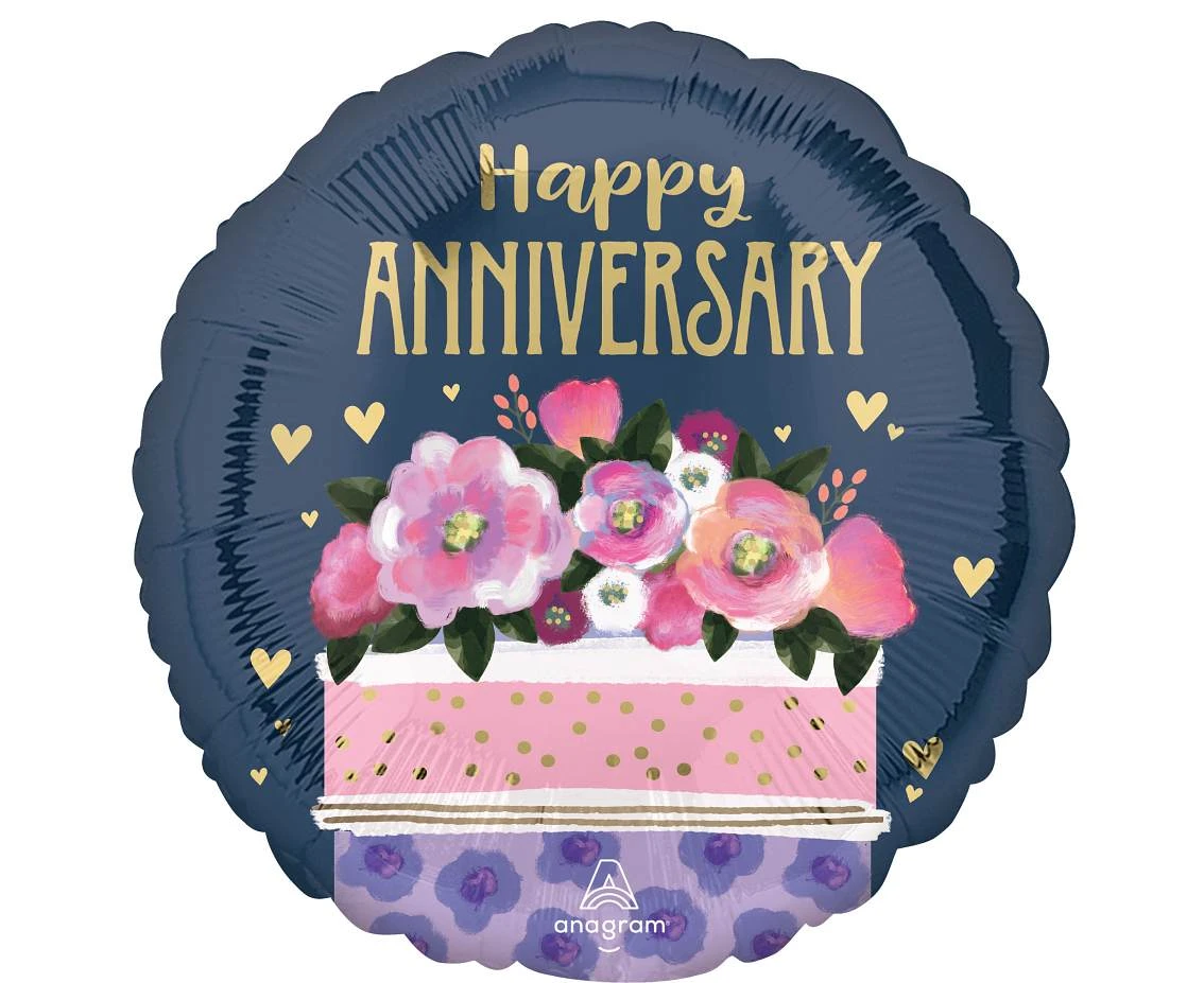 Balon foliowy 18" SHP -  Anniversary cake KK