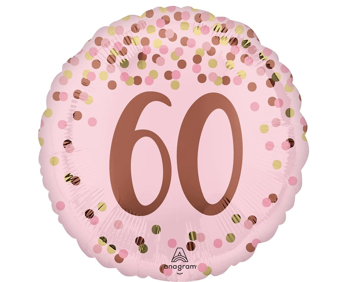 Balon foliowy 18" Pretty pink 60th birthday KK