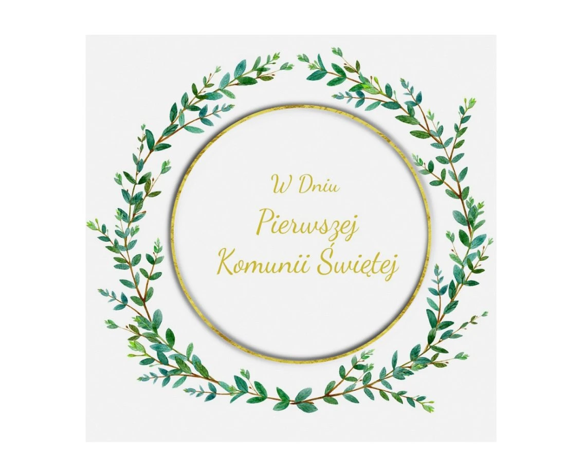 Karnet KW KOMUNIA z kółkiem HS TŁ WIANEK LIŚCIE, 1 szt.