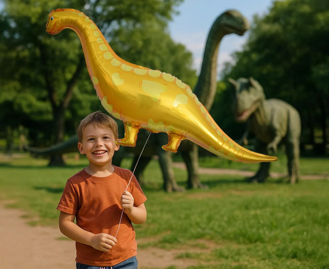Balon foliowy Dinozaur- Brachiozaur , żółty, 99x56cm