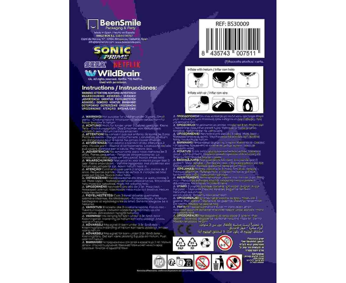 Balon foliowy 18" FX - Sonic, pakowany