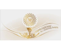 Zaproszenie Pierwsza Komunia Święta, IHS złota, 10 szt.