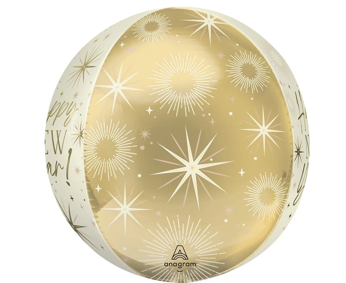 Balon foliowy 15" ORBZ - kula gold New Year KK