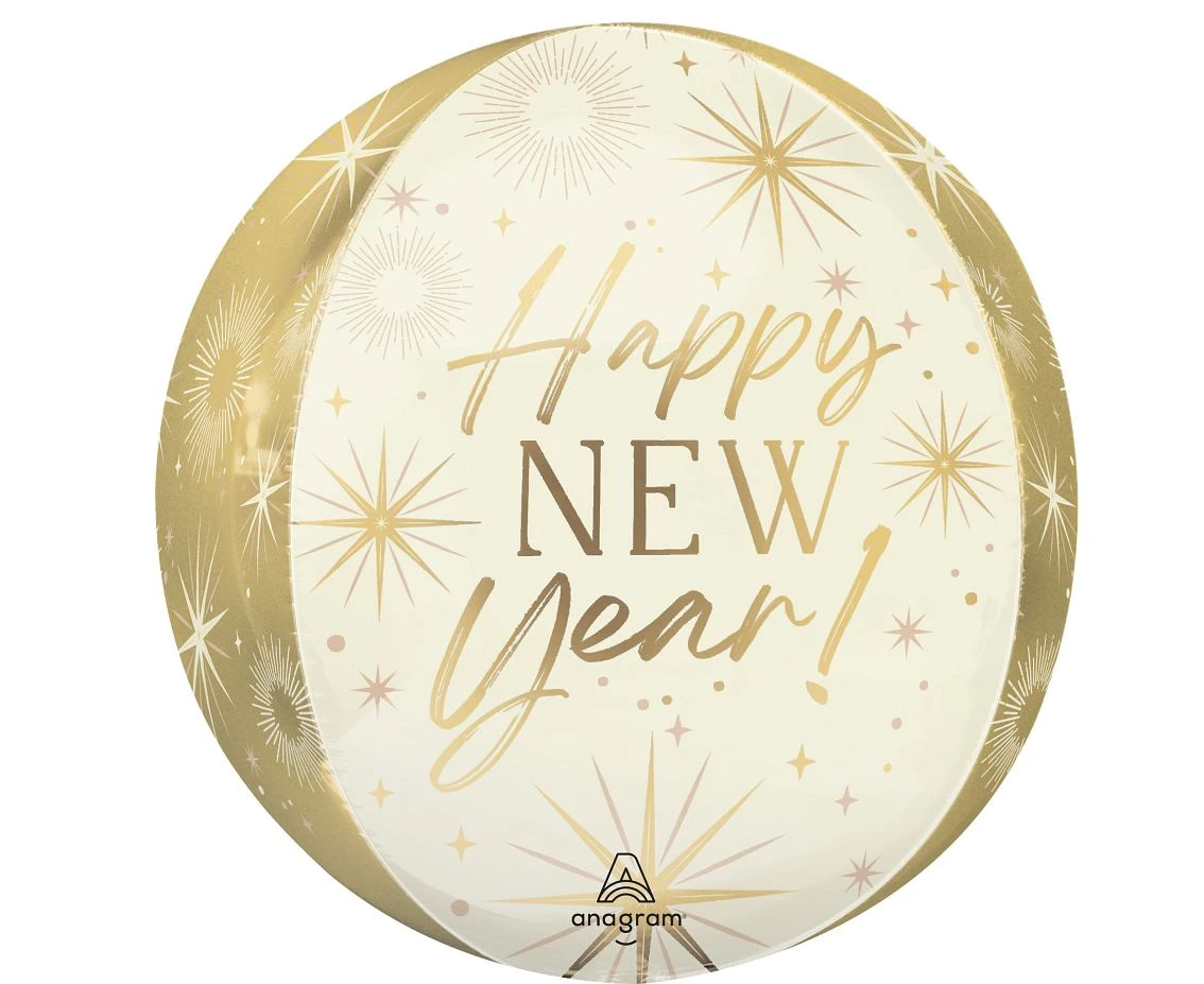 Balon foliowy 15" ORBZ - kula gold New Year KK