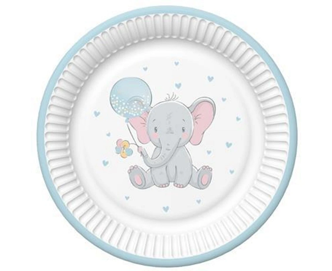 Talerzyki Baby Elephant with Blue Ballon, 8 szt.