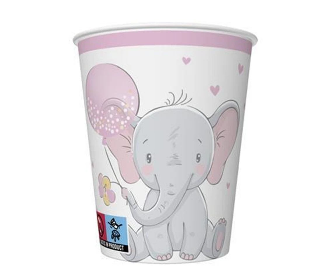 Kubeczki Baby Elephant with Pink Ballon, 8 szt.
