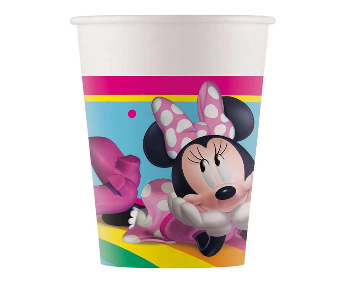 Kubeczki papierowe Minnie Rainbow Makes Me Smile, 200 ml, 8 szt.