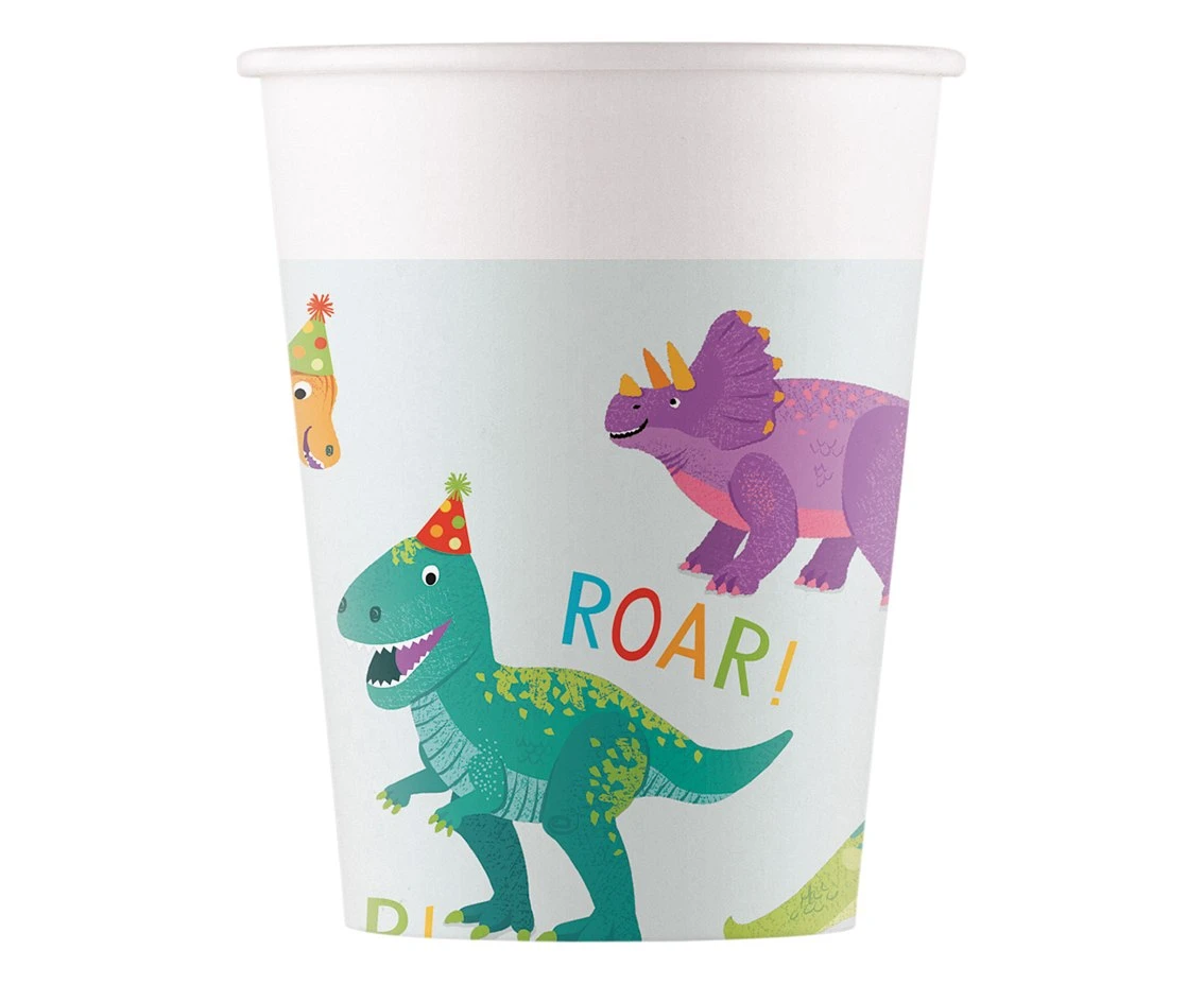 Kubeczki papierowe DINO PARTY  FSC DECORATA PARTY , 200 ml., 8 szt.