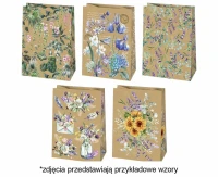 Torebka ozdobna typu kraft T9EK 290x400x120 Ogólne zest. 67 Kwiaty - Liście, Mix, 1 szt.