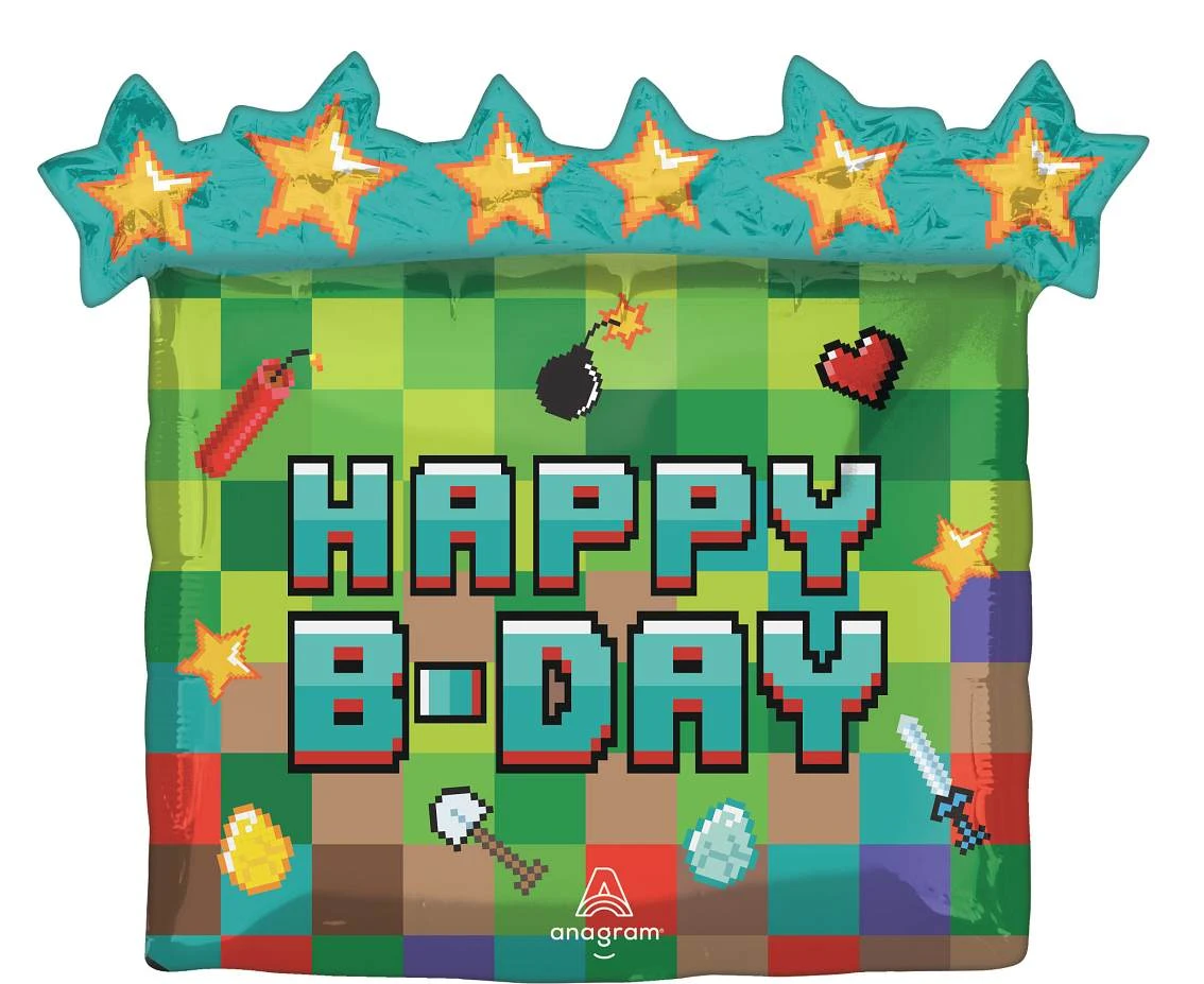 Balon foliowy Super Shape Pixel Party, 63 x 58 cm KK