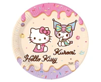 Talerzyki papierowe Hello Kitty and Kuromi, 23cm, 8 szt.