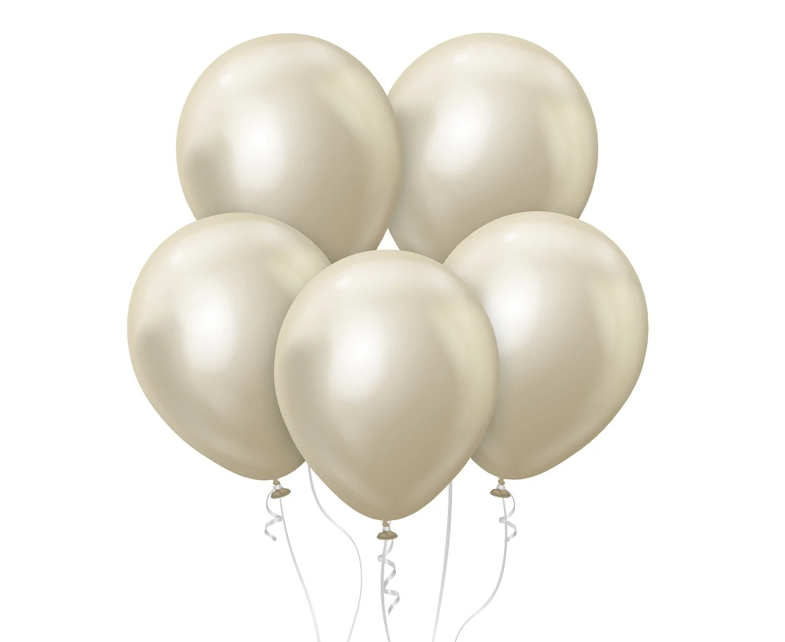 Balony Kalisan 12", (mirror white gold) mirror biało-złote, 50szt.