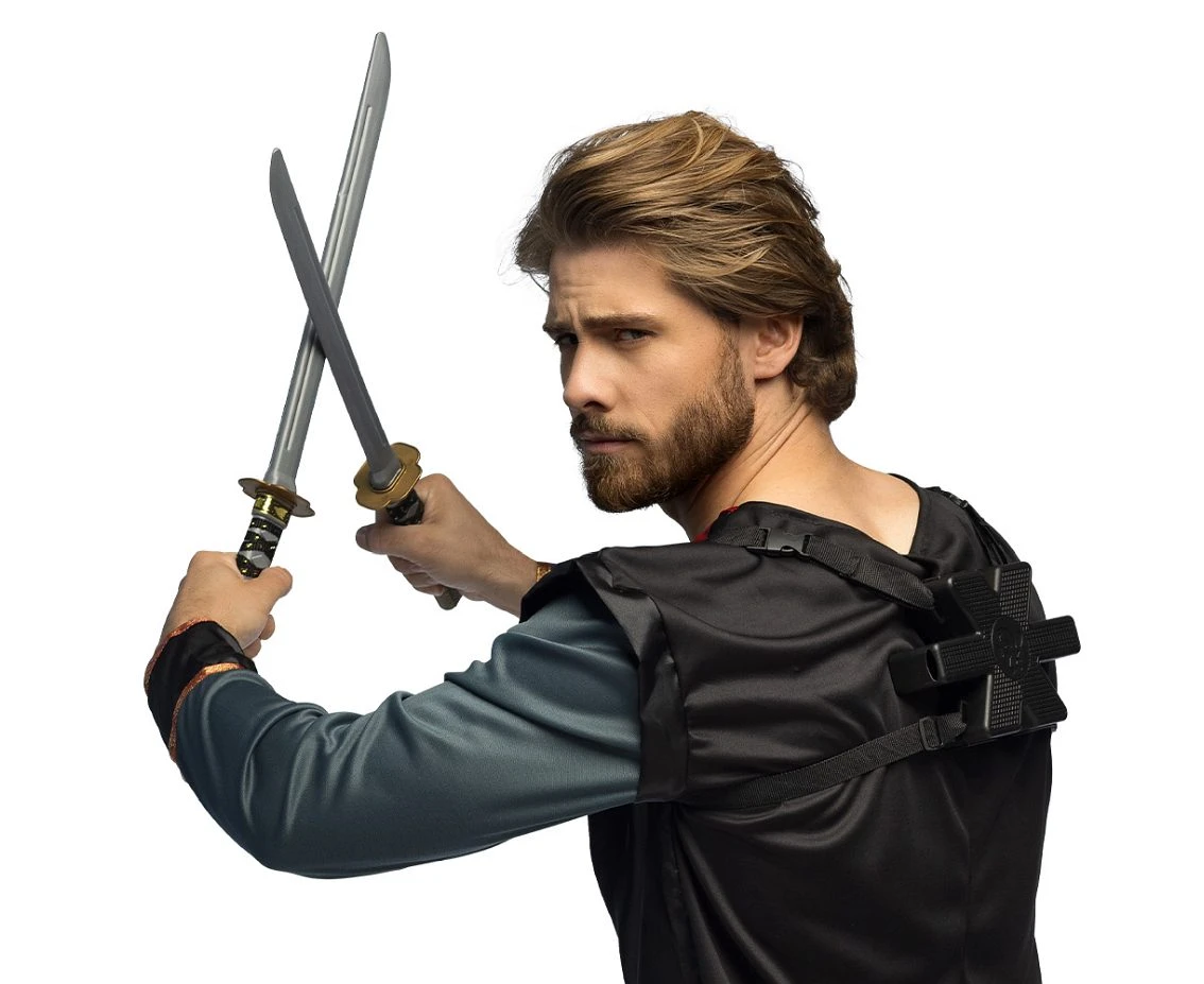 Zestaw 2 mieczy ninja z uchwytem, 52 cm