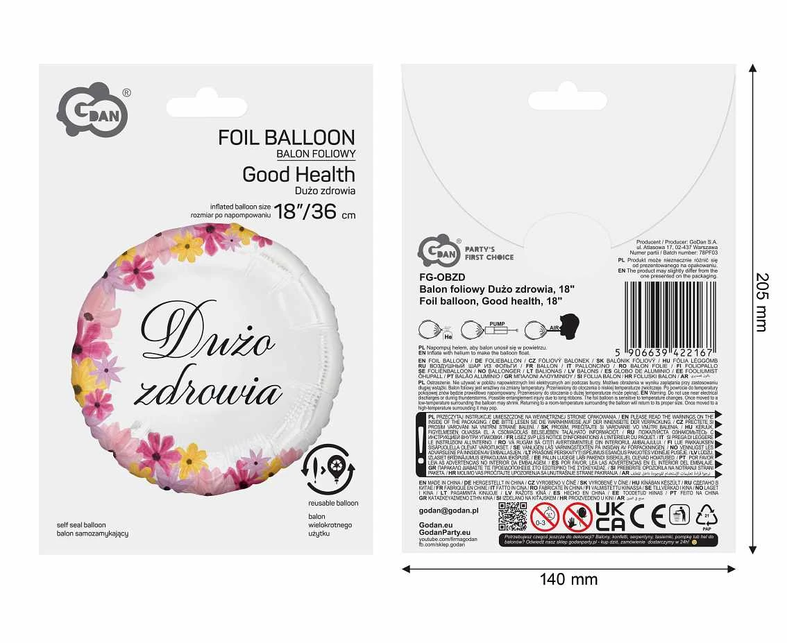 Balon foliowy Dużo zdrowia, 18"