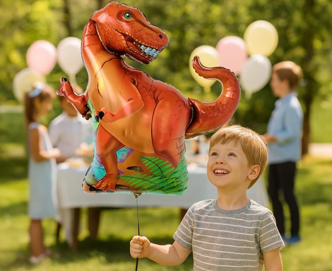 Balon foliowy Dinozaur T-rex, pomarańczowy, 66x59cm