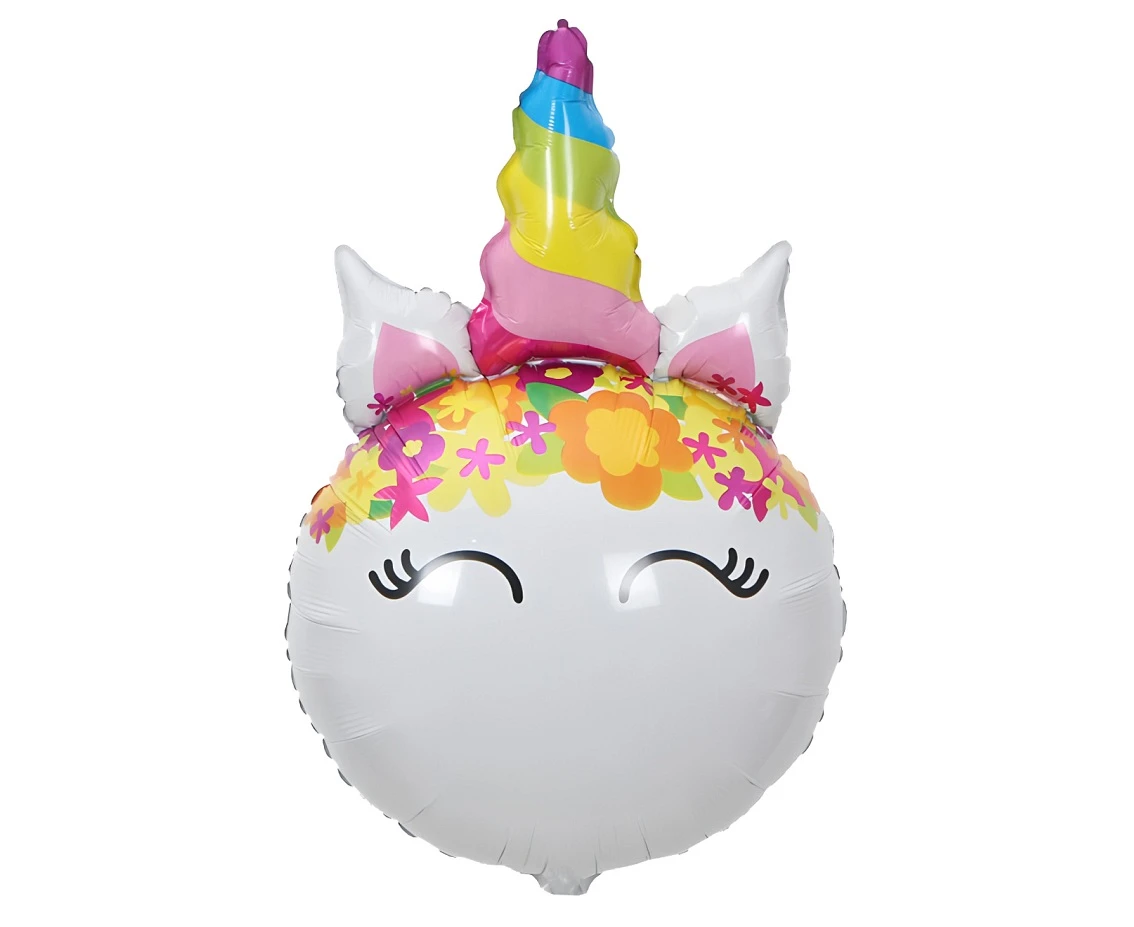 Balon foliowy Jednorożec z kwiatami, 64x41cm