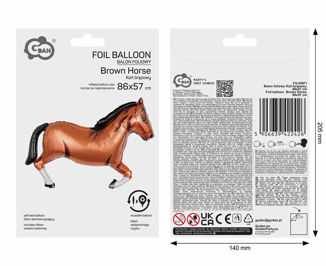 Balon foliowy Koń brązowy, 86x57cm
