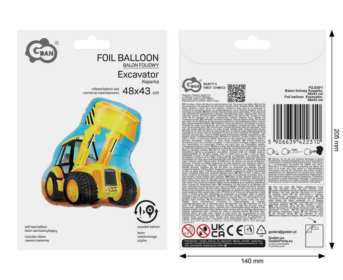Balon foliowy Koparka, 48x43cm