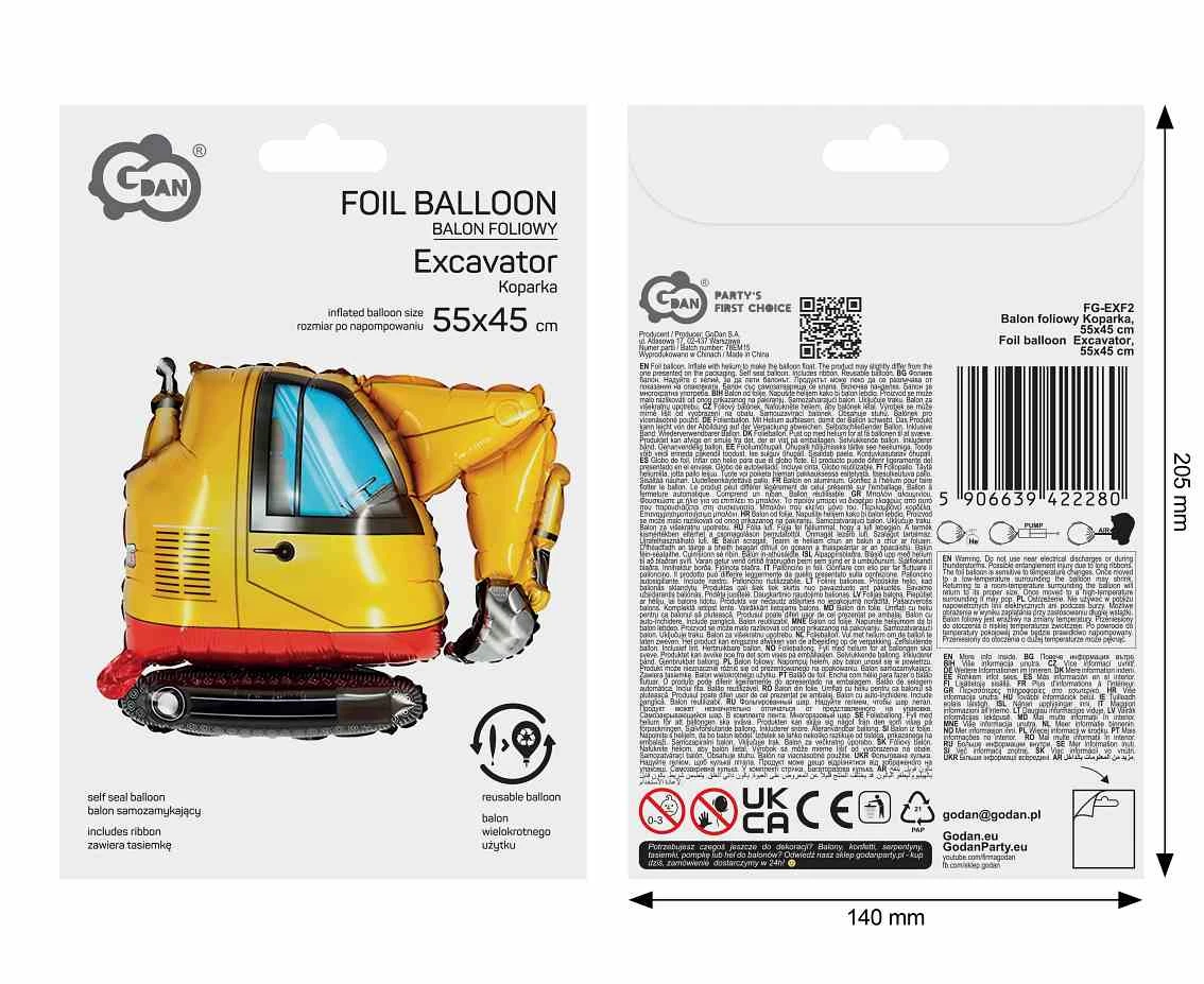 Balon foliowy Koparka, 55x45cm