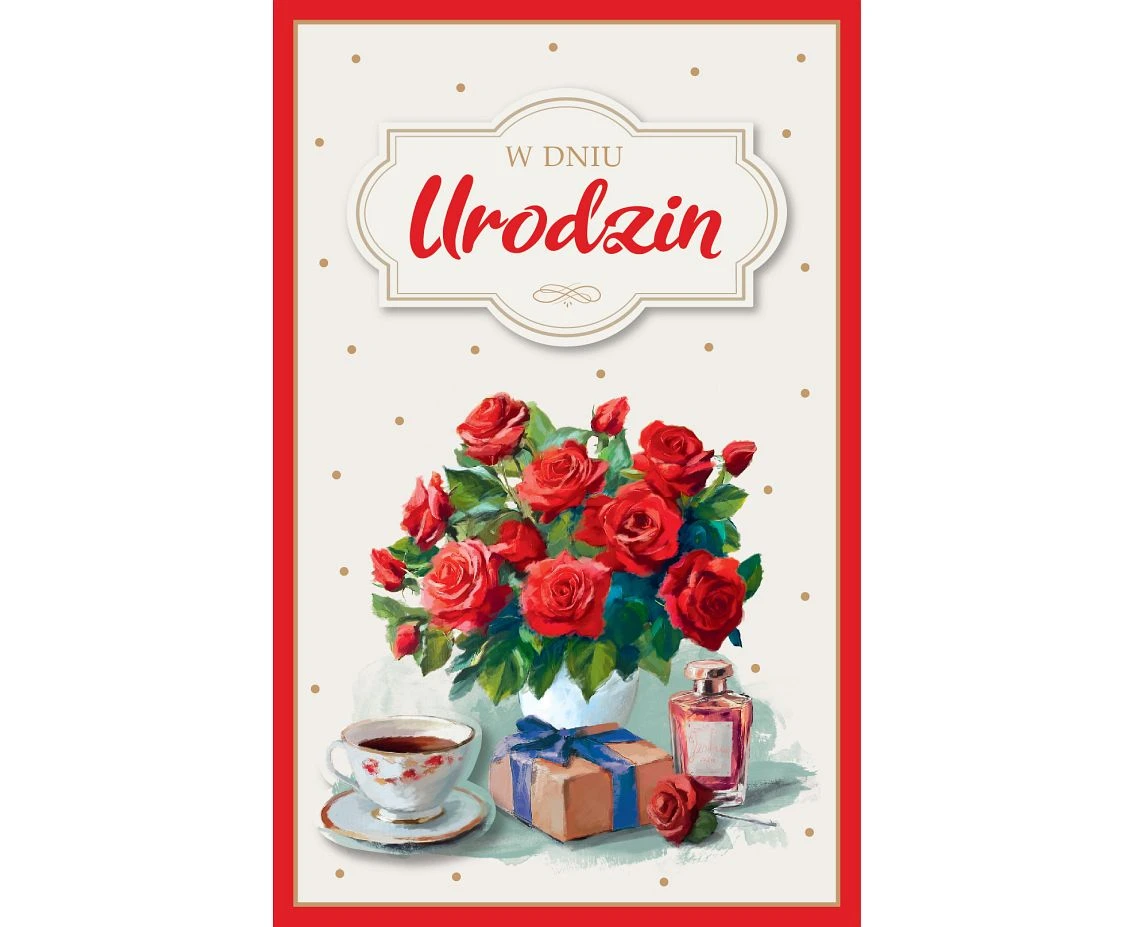 Kartka urodzinowa, Bukiet czerwony