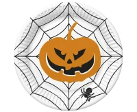 Talerzyki papierowe Halloween  DAISY, Dynia, pajęczyna, 18 cm, 8 szt.